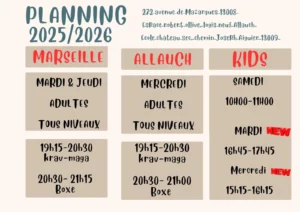 Planning et horaires de Krav Maga à Marseille